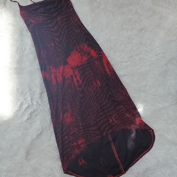 RAMPAGE Y2K RED & BLACK SPARKLY HI/LOW EVENING DRESS! - Picture 10 of 16